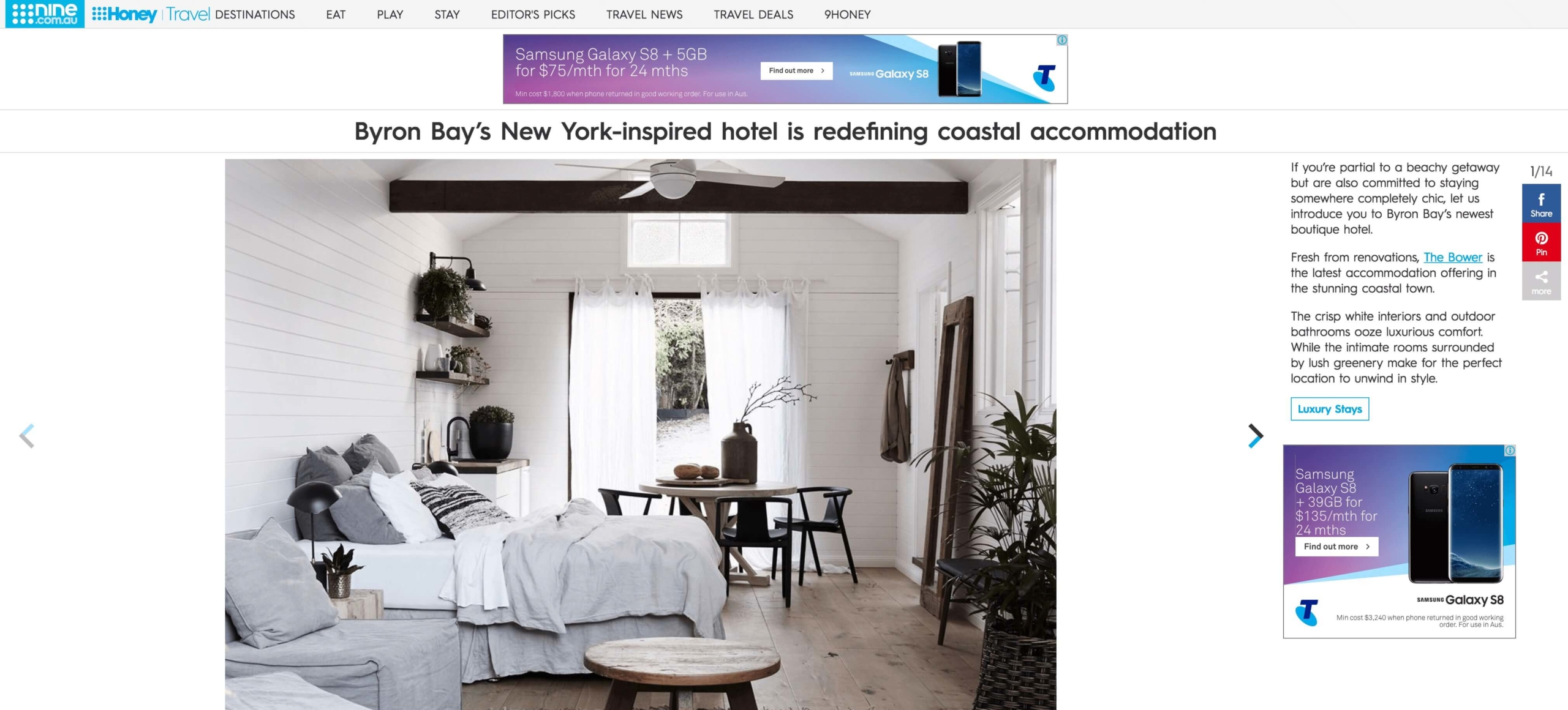 The Bower Byron Bay featured on Nine Now Travel