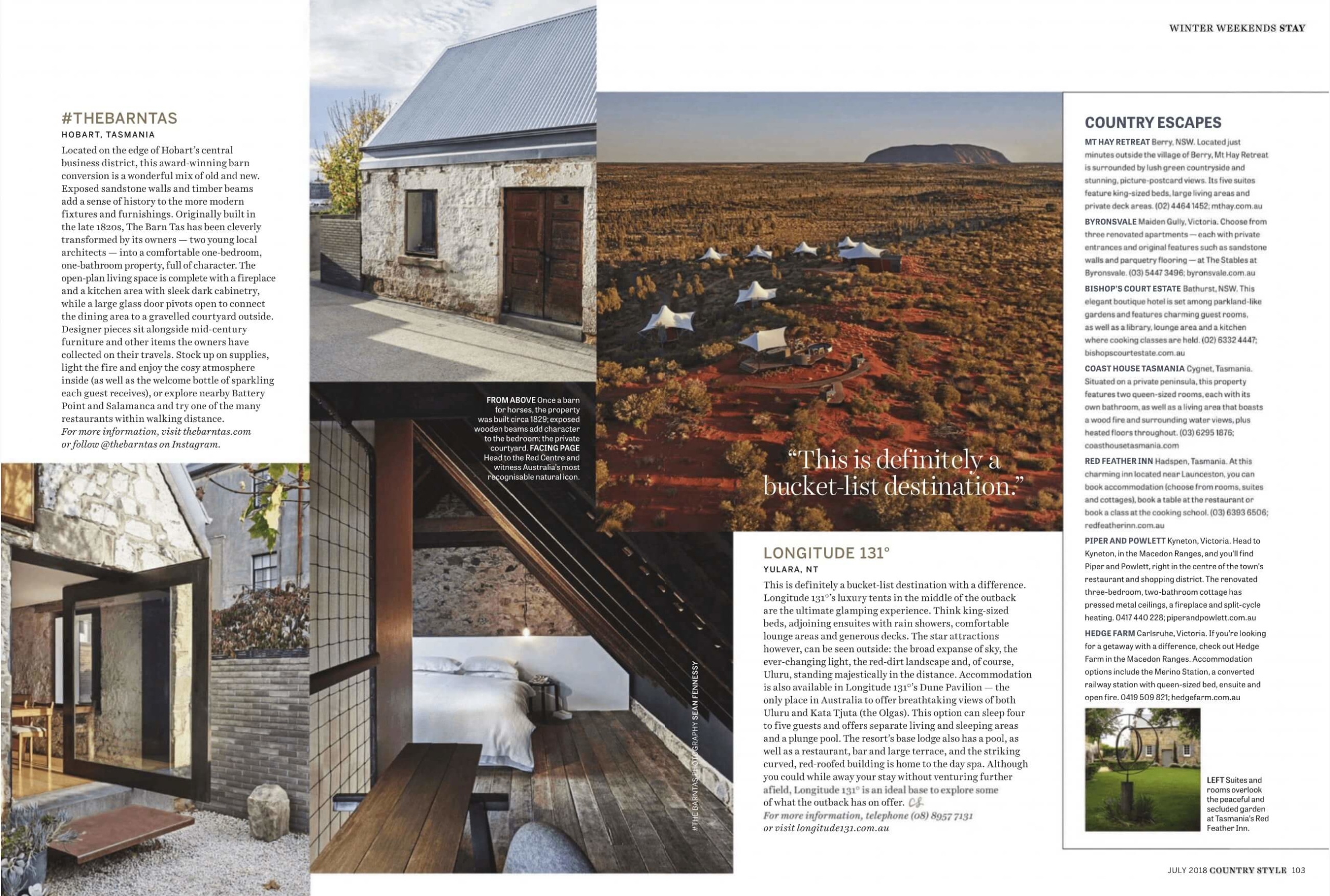 Country Escapes feature in Country Style Magazine