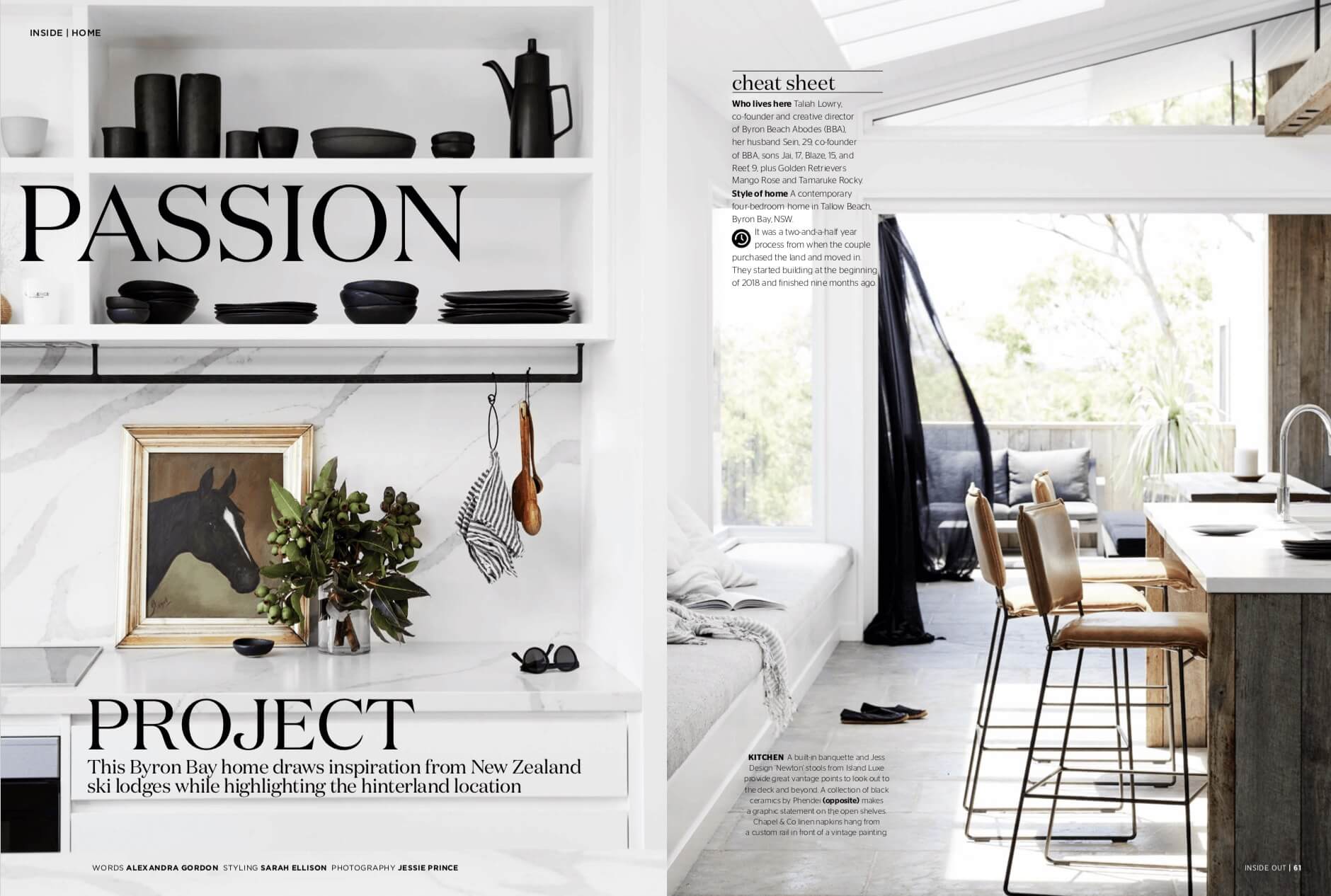 The Lodge, Byron Beach Abodes in Inside Out Magazine