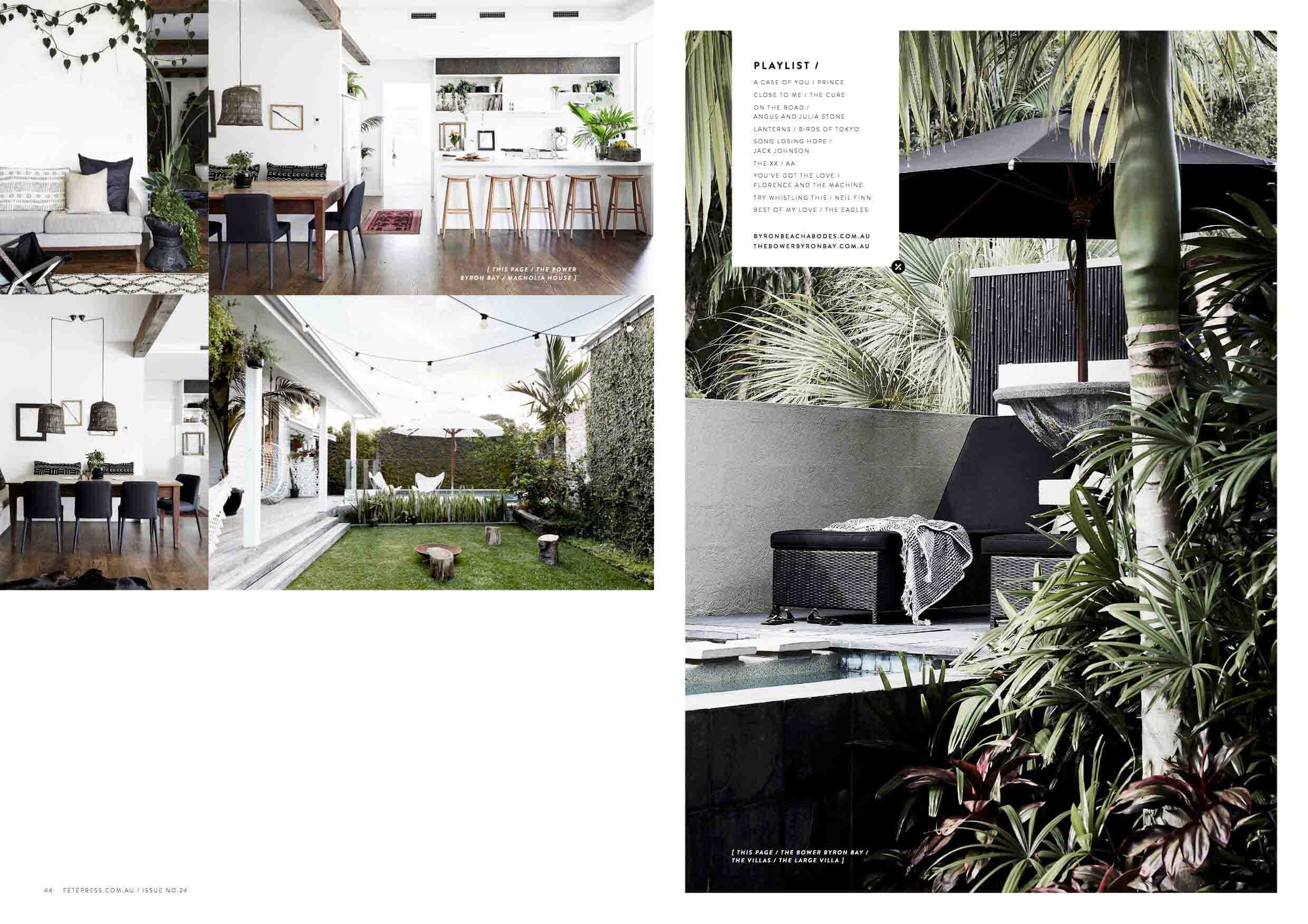 The Villas of Byron, The Bower Byron Bay and Byron Beach Abodes featured in Fete Press Magazine