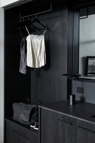 Open wardrobe space in The Bower Studios, The Bower Byron Bay