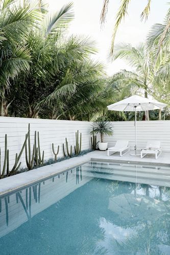 The Chalet pool and landscaping, Byron Beach Abodes