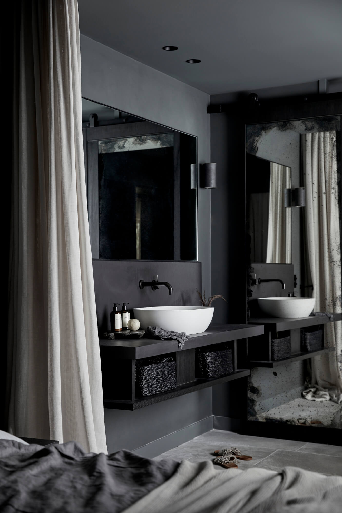 Ensuite with custom joinery at the Deluxe King Rooms at The Bower Byron Bay hotel
